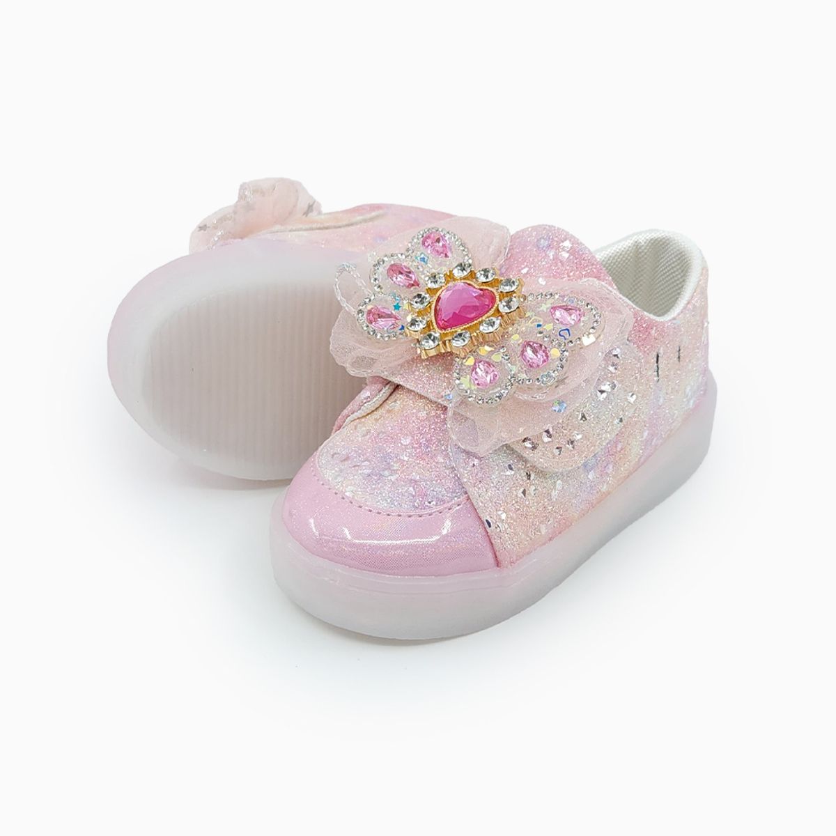 베이비솔(BABYSOLE) 핑크쥬얼리 LED 운동화