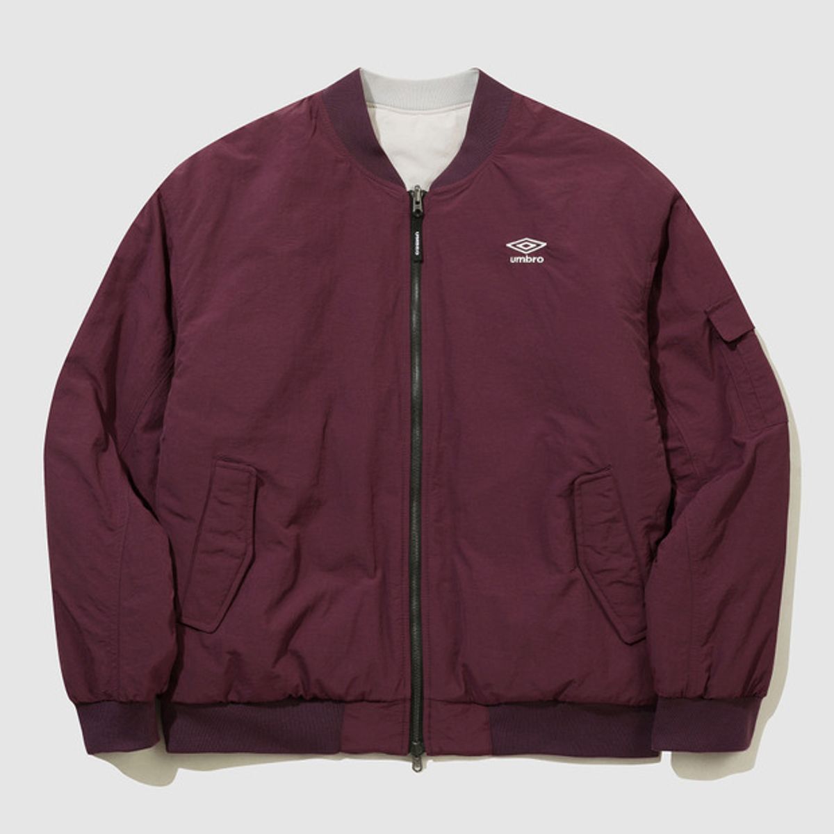 엄브로(UMBRO) 리버시블 봄버 패딩 자켓 버건디(UQ323CPJ93)