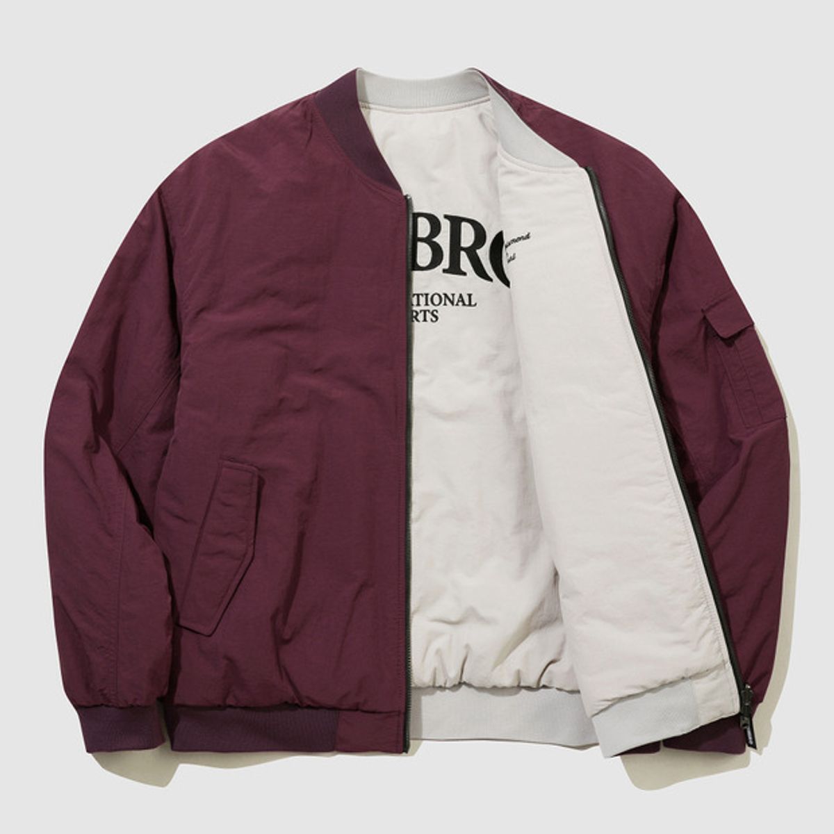 엄브로(UMBRO) 리버시블 봄버 패딩 자켓 버건디(UQ323CPJ93)