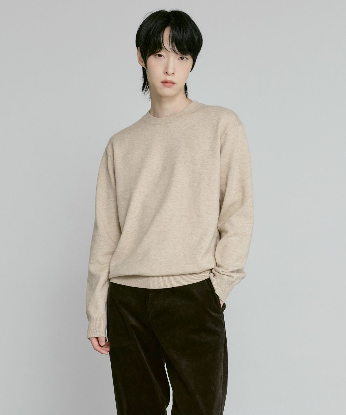 210에디트(210EDIT) 남성 코듀로이 세미와이드 팬츠 [다크 카키]_ZF4PT190