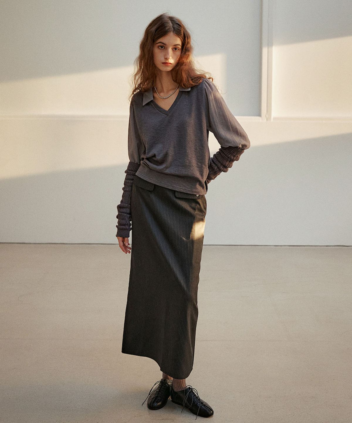 아우로(OURO) JERSEY SHIRTS TOP [ ASH ]