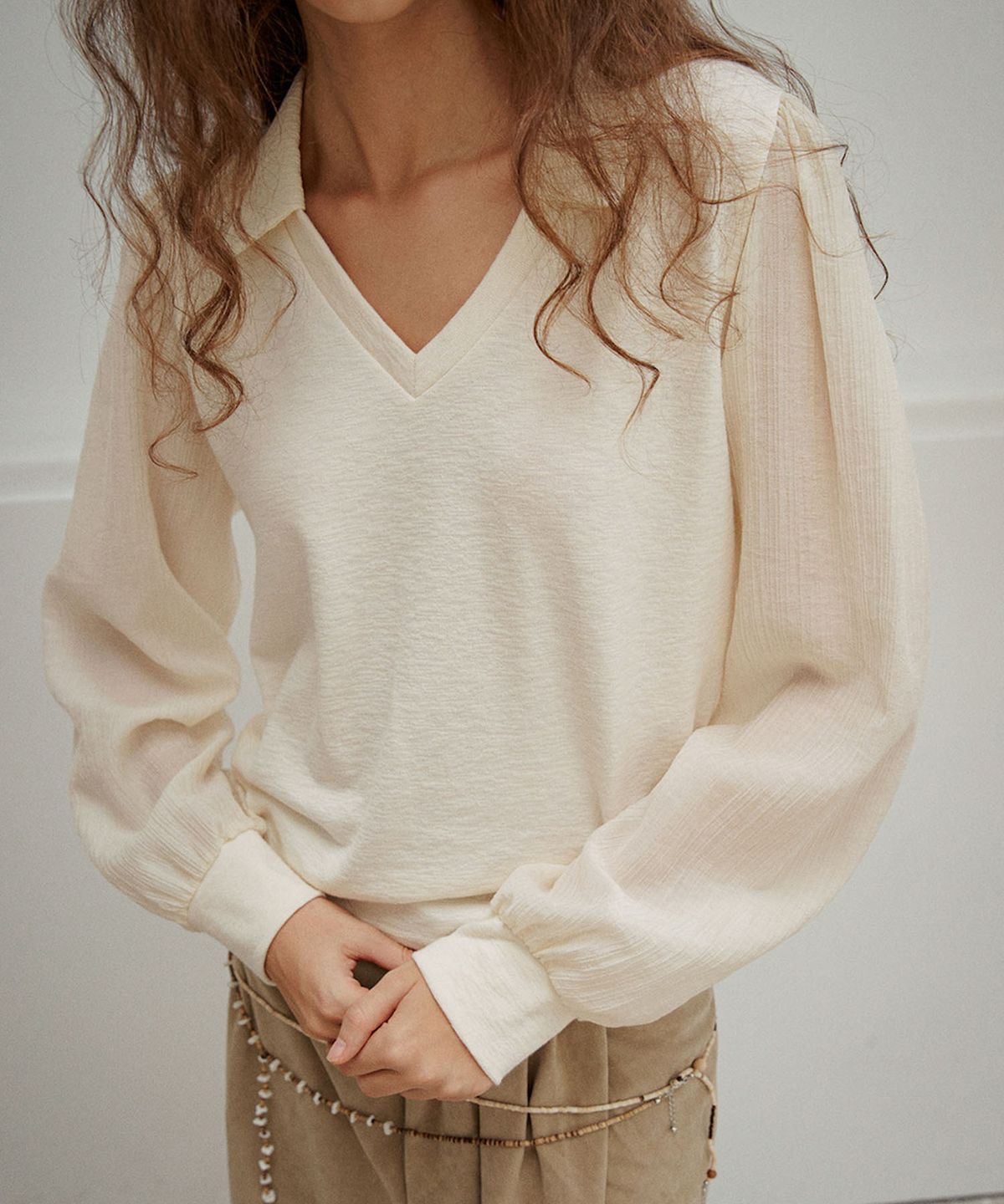 아우로(OURO) JERSEY SHIRTS TOP [ CREAM ]