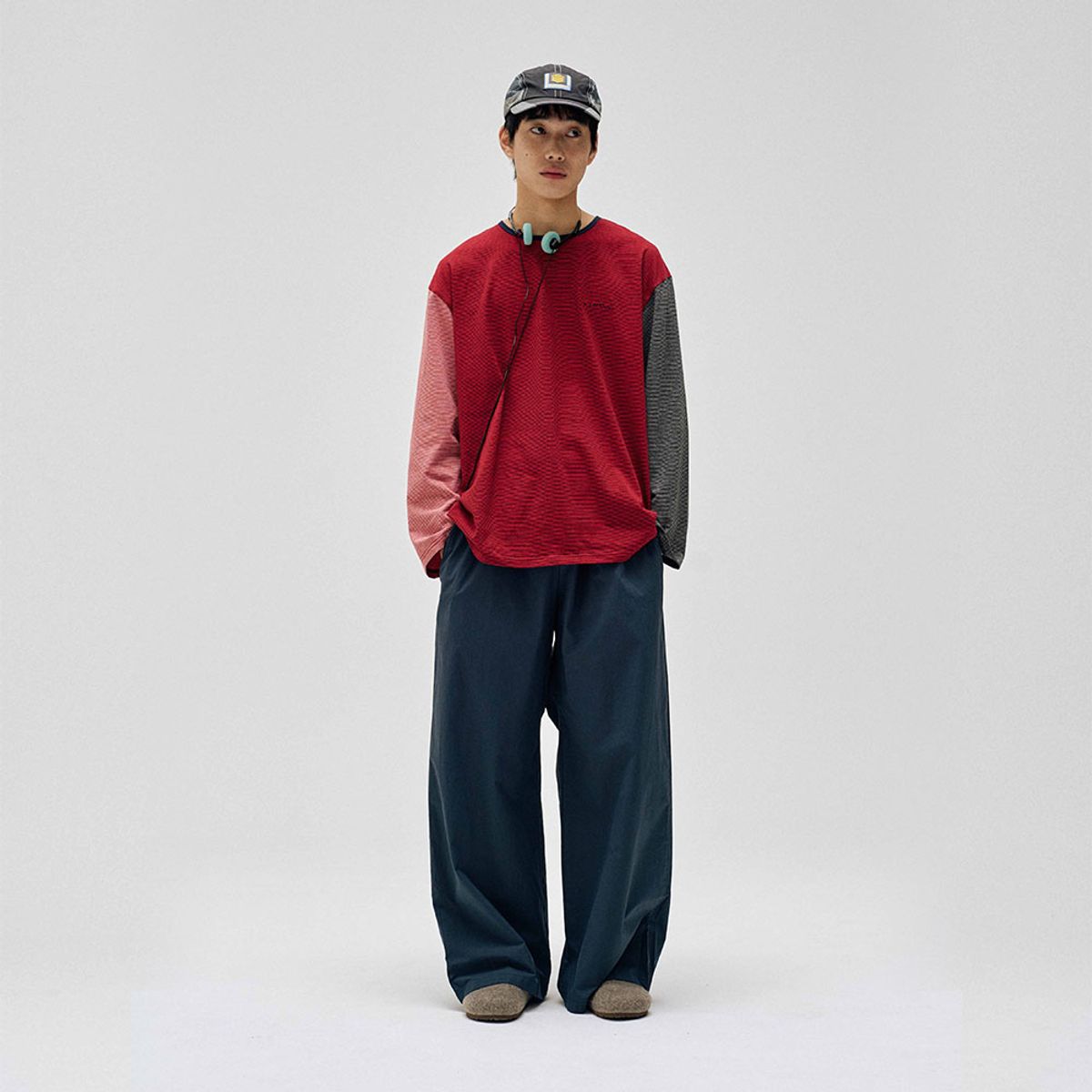 핀카(FINCA) 트윈 슬리브 티셔츠_레드블랙 스트라이프 2SIZES