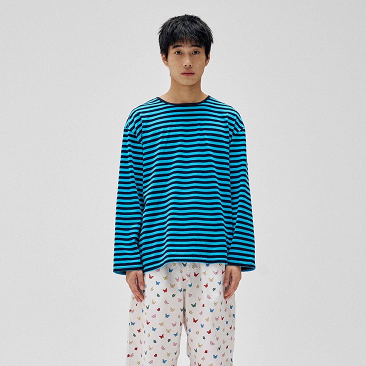 핀카(FINCA) 트윈 슬리브 티셔츠_터키블루스트라이프 2SIZES