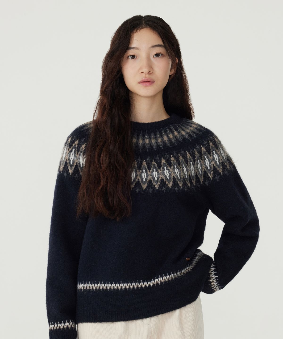 커버낫 우먼(COVERNAT WOMAN) 우먼 노르딕 풀오버 니트 Dark Navy