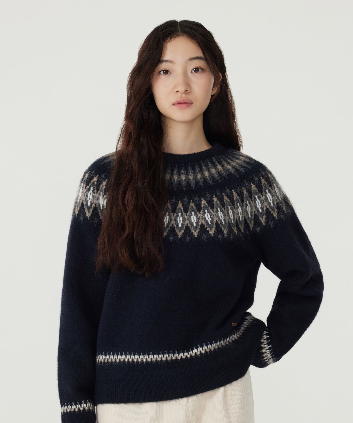 커버낫 우먼(COVERNAT WOMAN) 우먼 노르딕 풀오버 니트 Brown