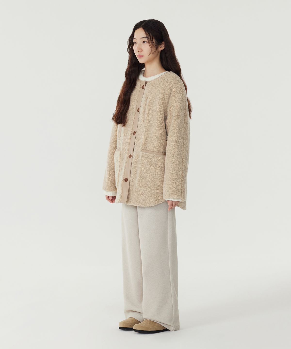 커버낫 우먼(COVERNAT WOMAN) 우먼 쉐르파 미드 자켓 Beige