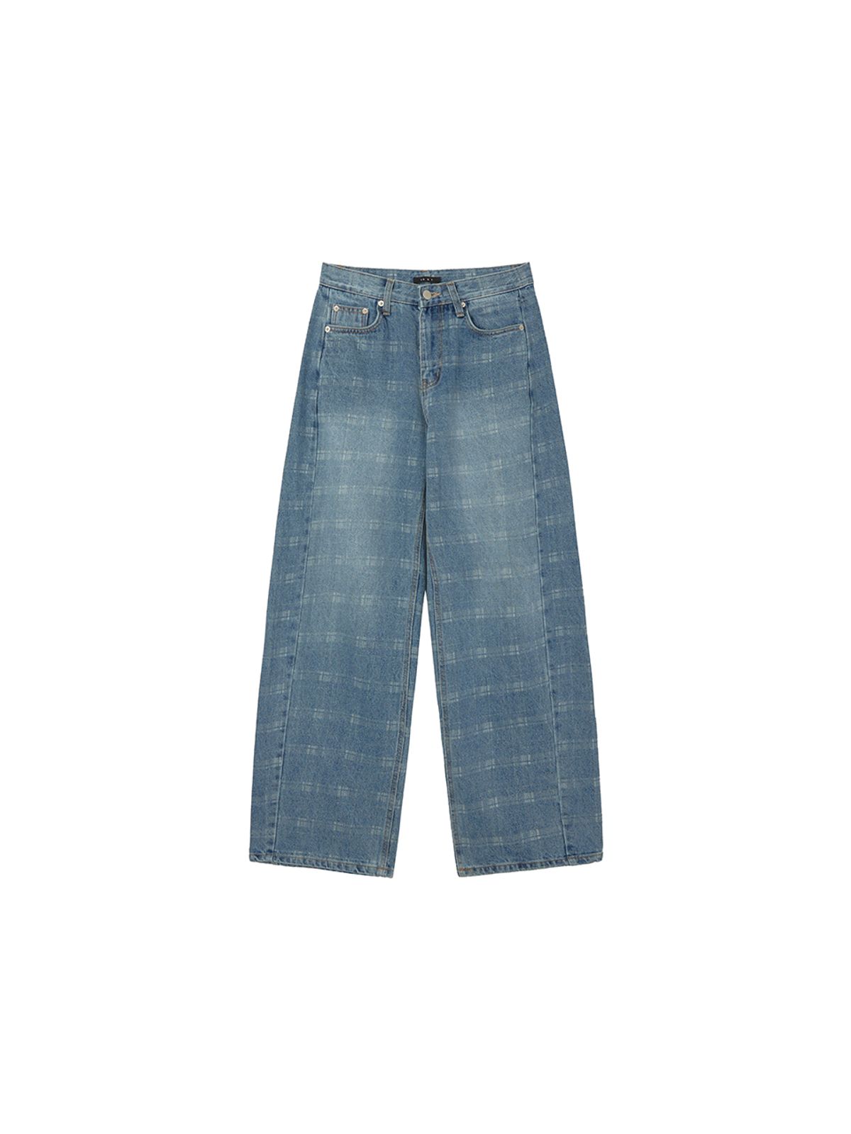 바니쉬먼트(VANISHMENT) Curved check denim_washed blue