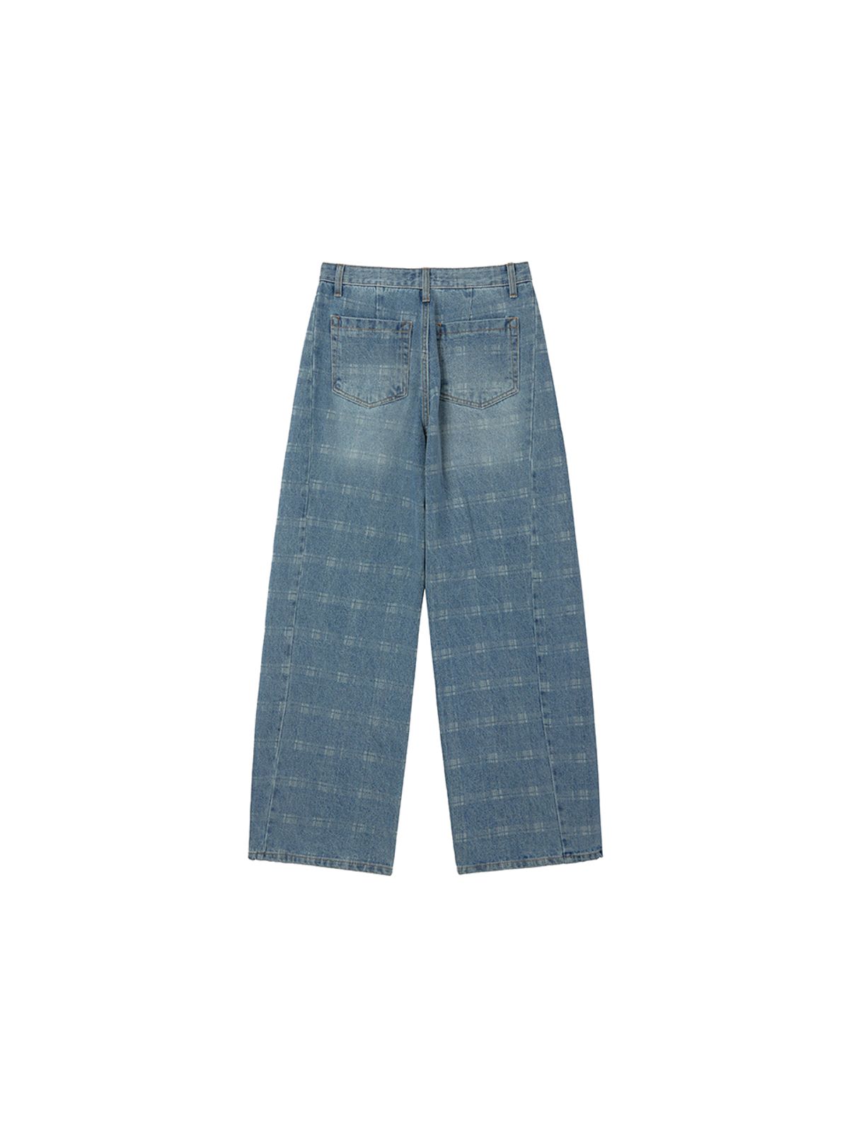 바니쉬먼트(VANISHMENT) Curved check denim_washed blue