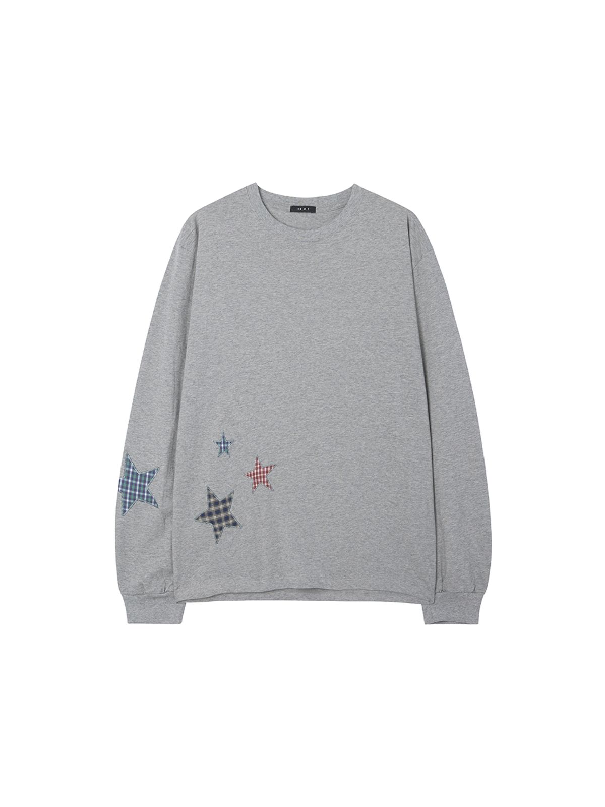 바니쉬먼트(VANISHMENT) Star patchwork long sleeve tee_melange gray
