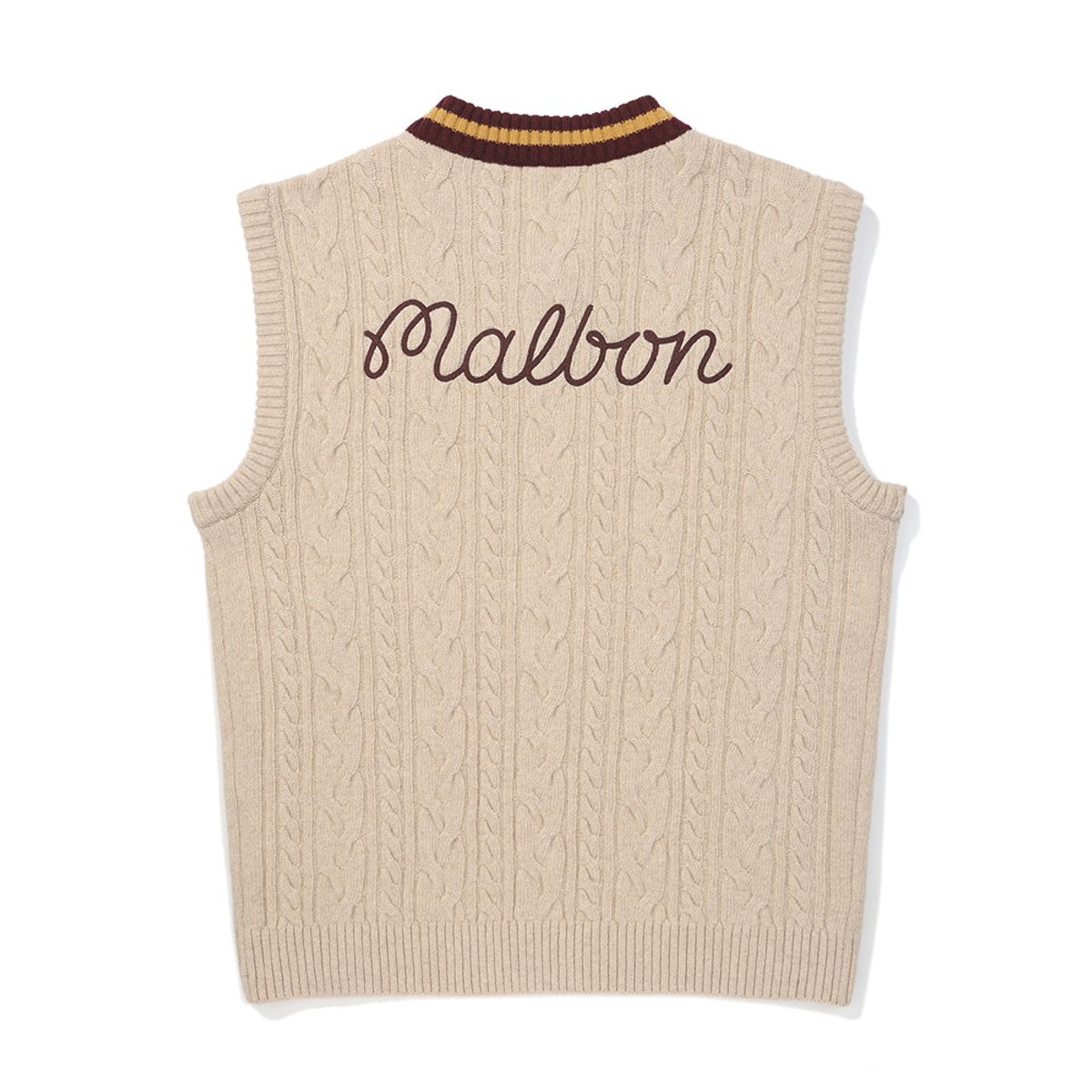 말본 골프(MALBON GOLF) 클래식 케이블 스웨터 베스트 BEIGE (MAN)