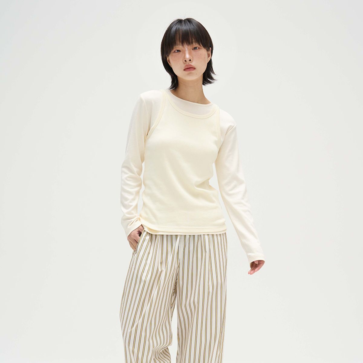 핀카(FINCA) YE101.0 원마일 팬츠_레이어 옐로우 체인 스트라이프 2SIZES