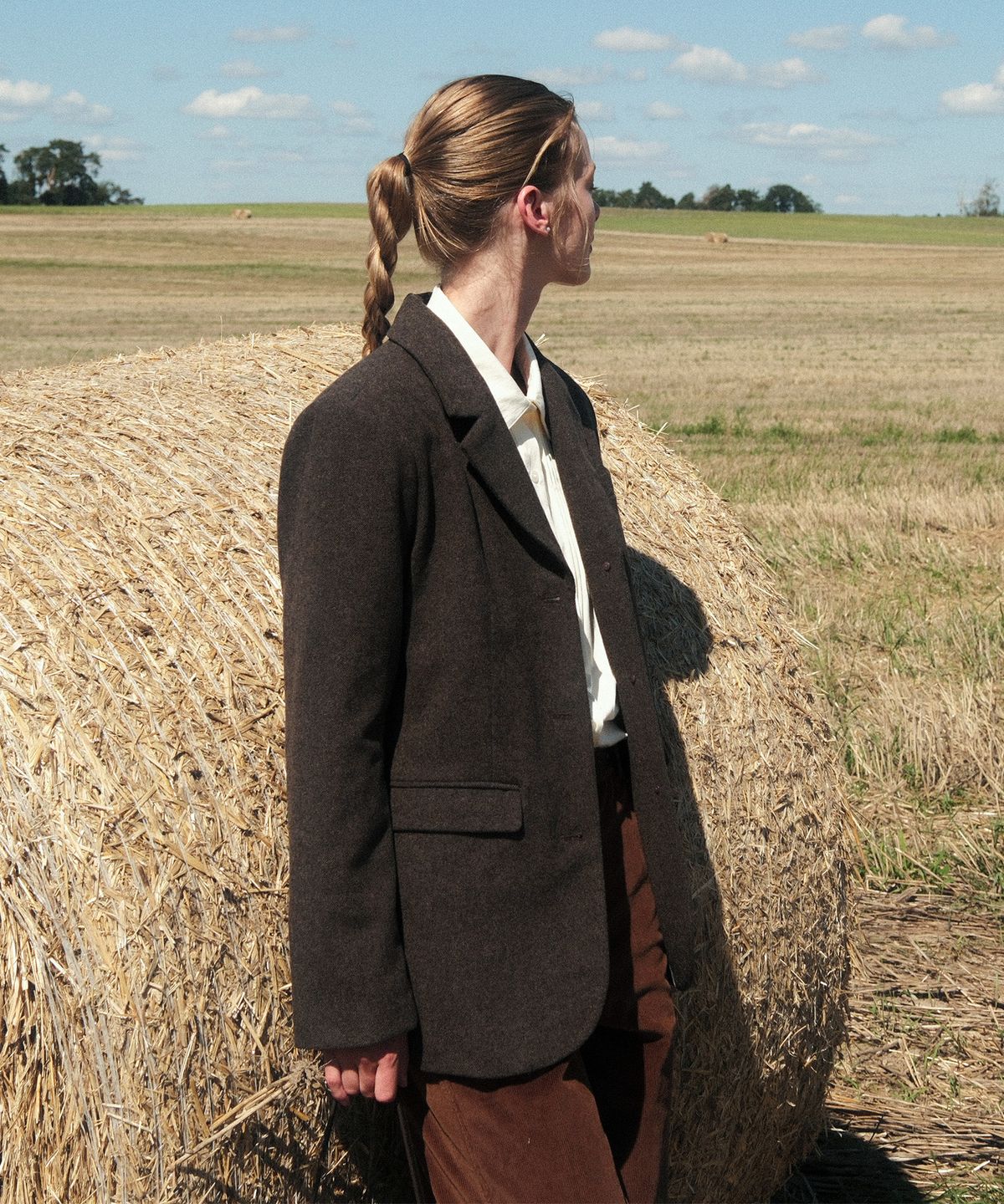 폴뉴아(FOLNUA) EPI WOOL SINGLE JACKET (BROWN)