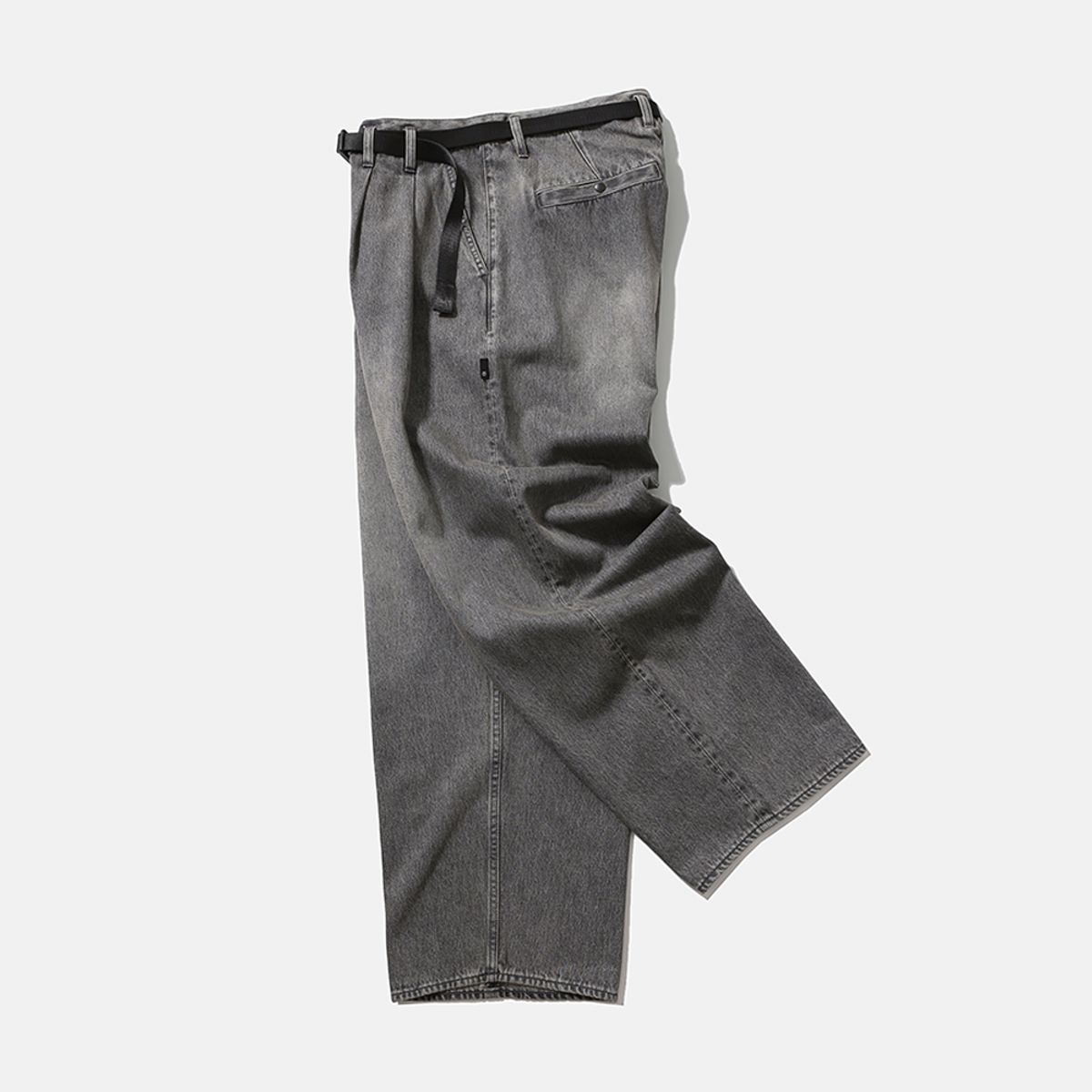 모이프(MOIF) [AW25] WIDE BELTED DENIM PANTS / BLEACHED BLACK