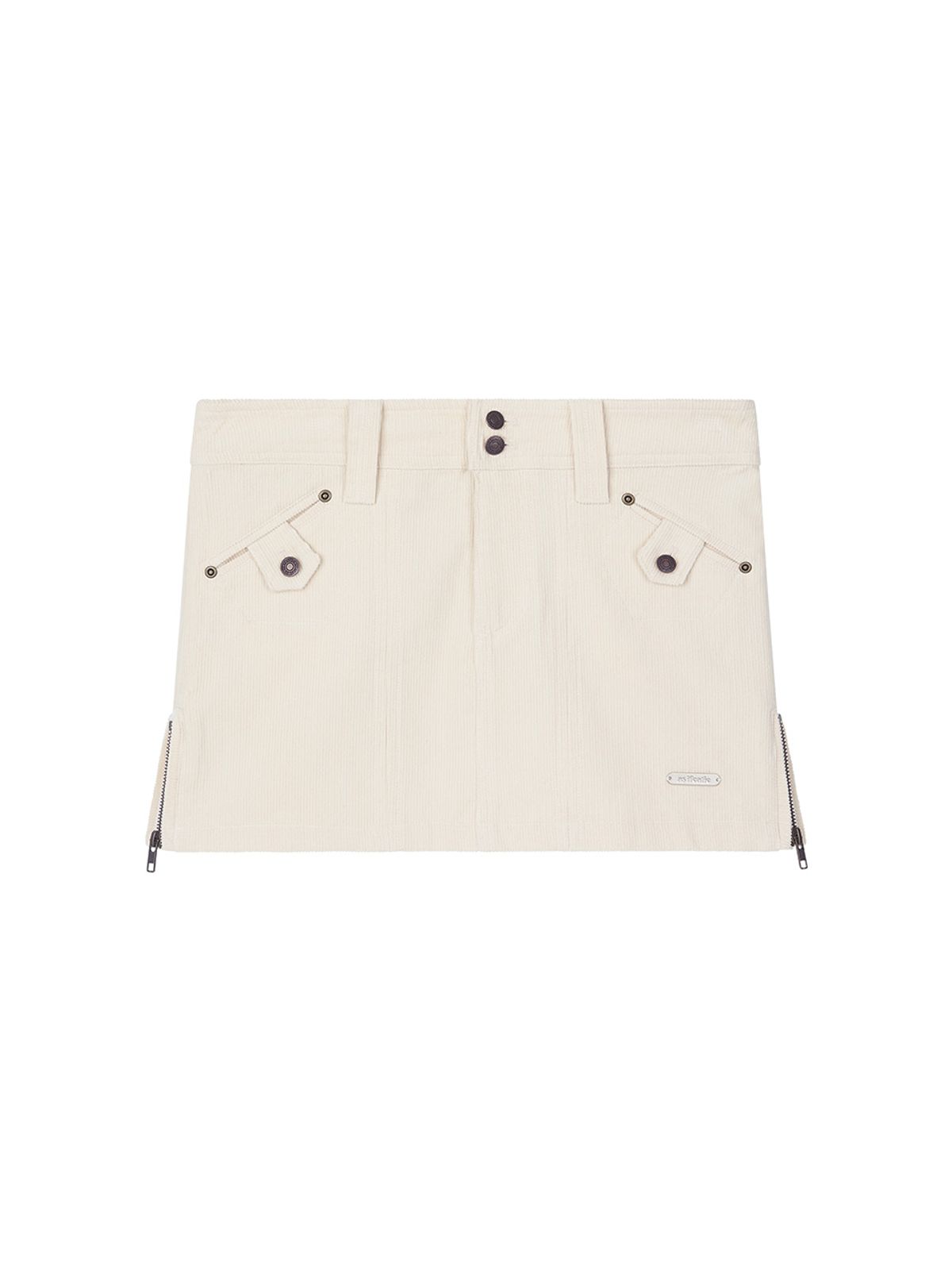 에즈이프 캘리(ASIF CALIE) SIDE ZIP CORDUROY LOW SKIRT IVORY