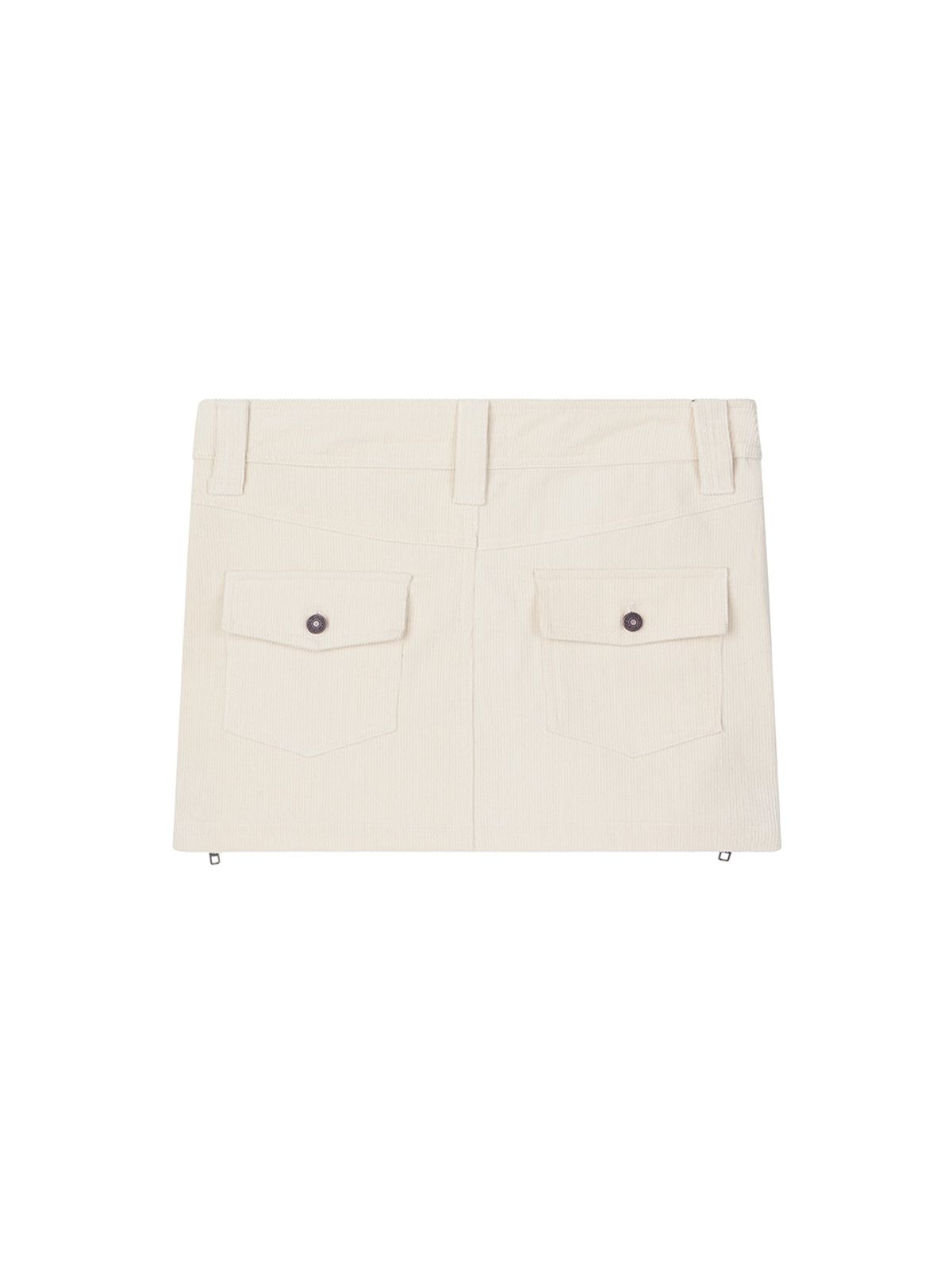 에즈이프 캘리(ASIF CALIE) SIDE ZIP CORDUROY LOW SKIRT IVORY