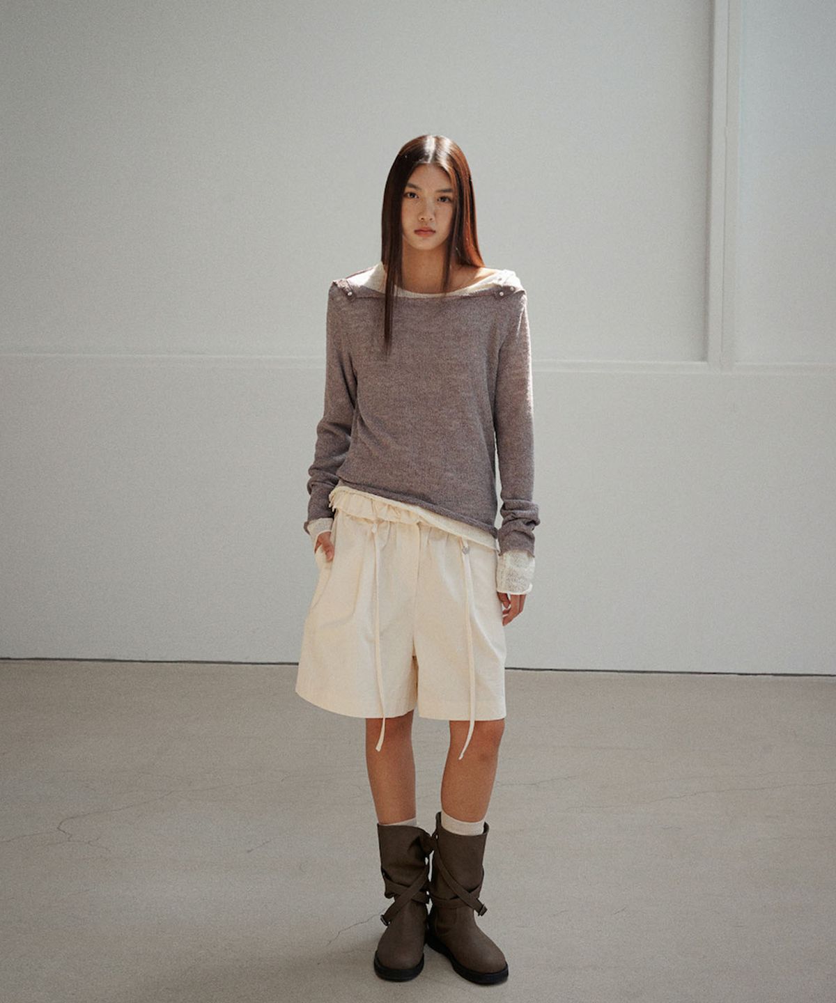 아우로(OURO) RUFFLE STRING PANTS [ CREAM ]