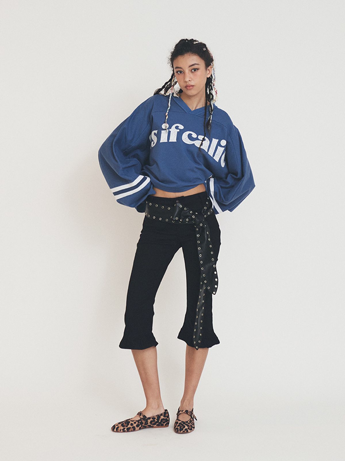 에즈이프 캘리(ASIF CALIE) FRILL CAPRI PANTS BLACK