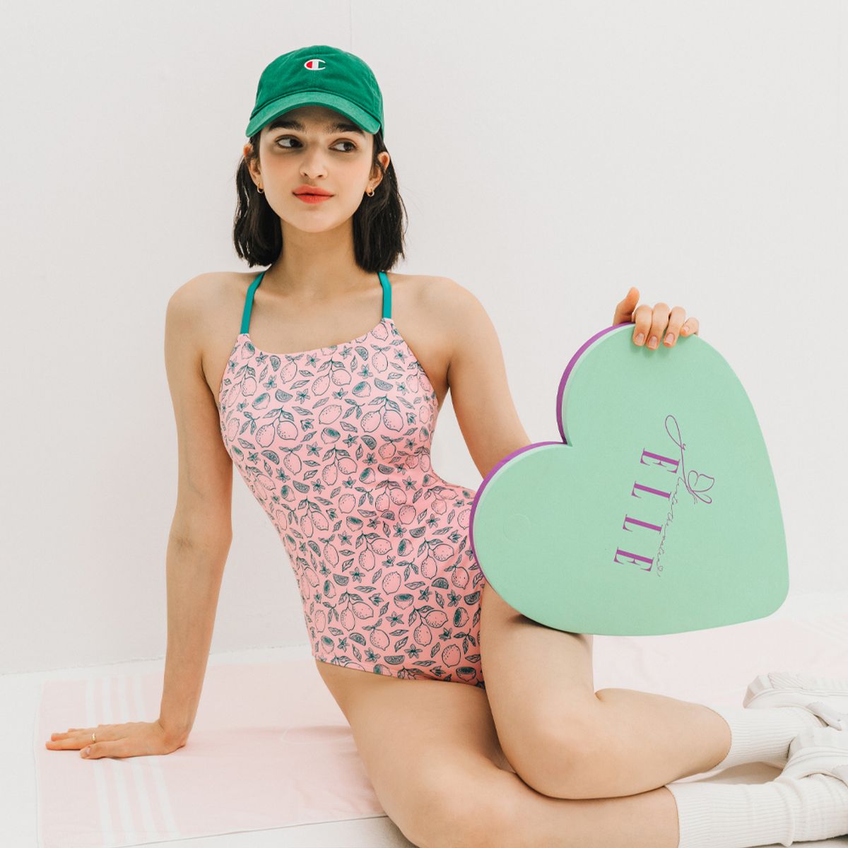 엘르스윔(ELLE SWIM) 엘르 스탠다드 레몬 삼각 수영복 핑크 ELF-Y116P