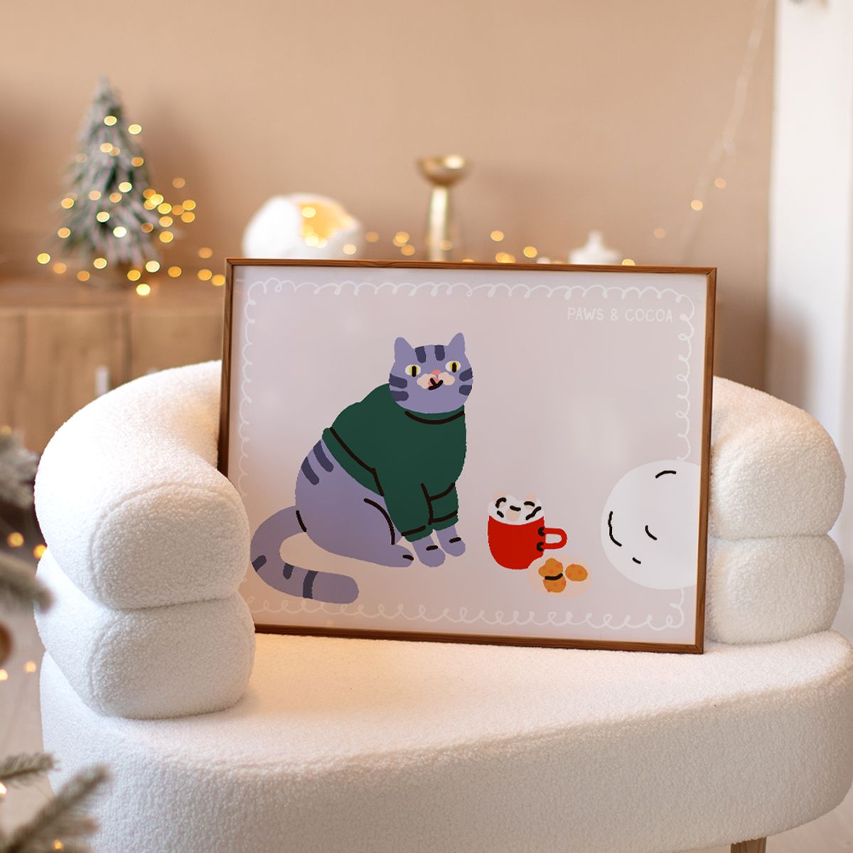아트밀(ARTMILL) 홀리데이 리본트리 포스터액자 30종 - C106 Paws & Cocoa
