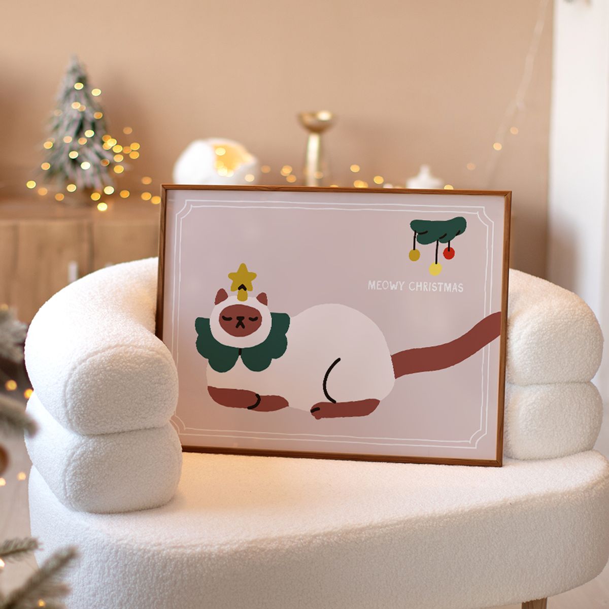 아트밀(ARTMILL) 홀리데이 리본트리 포스터액자 30종 - C104 Meowy Christmas