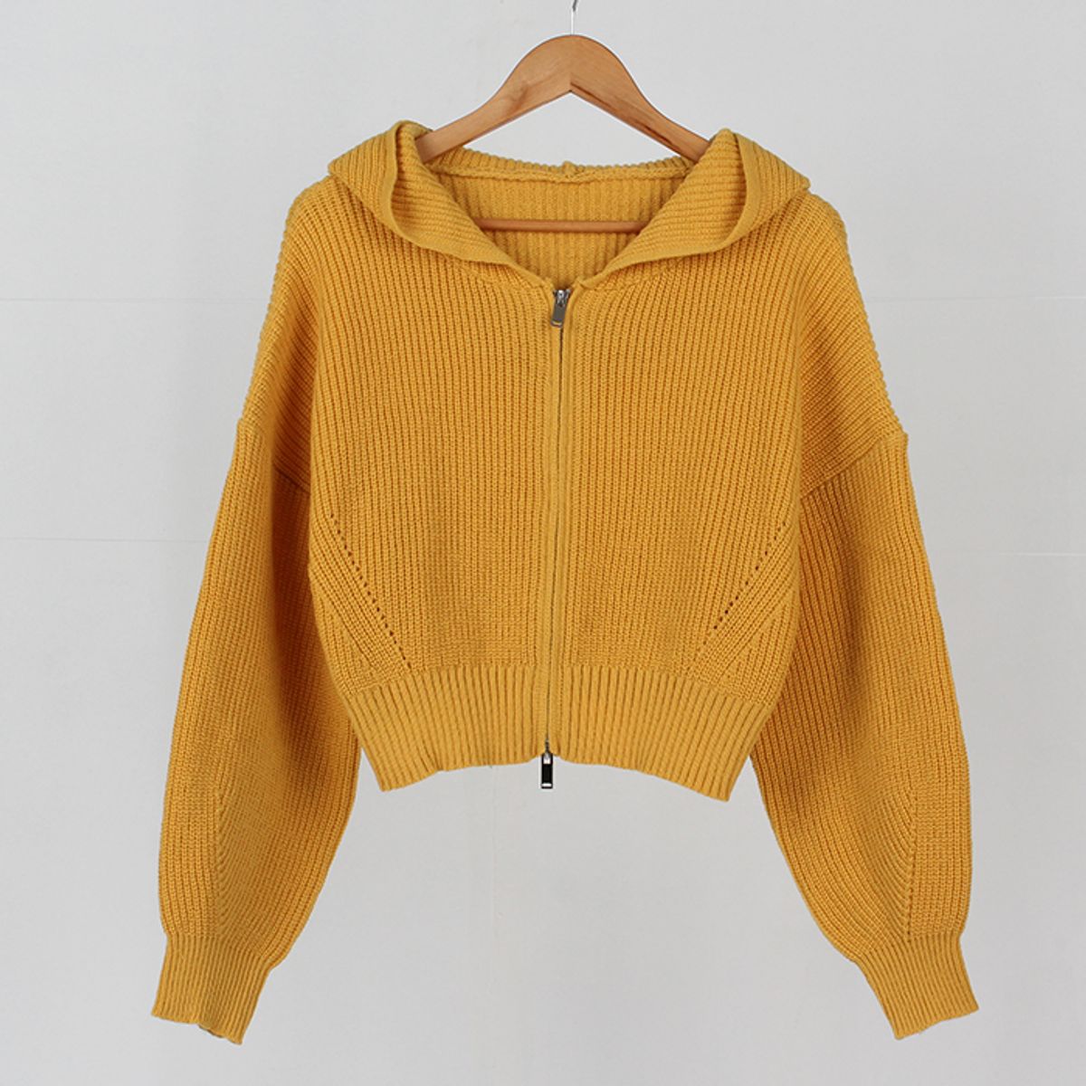 빼빼(BBAEBBAE) 투웨이 후드 집업 골지 긴팔 니트 가디건 8COLOR