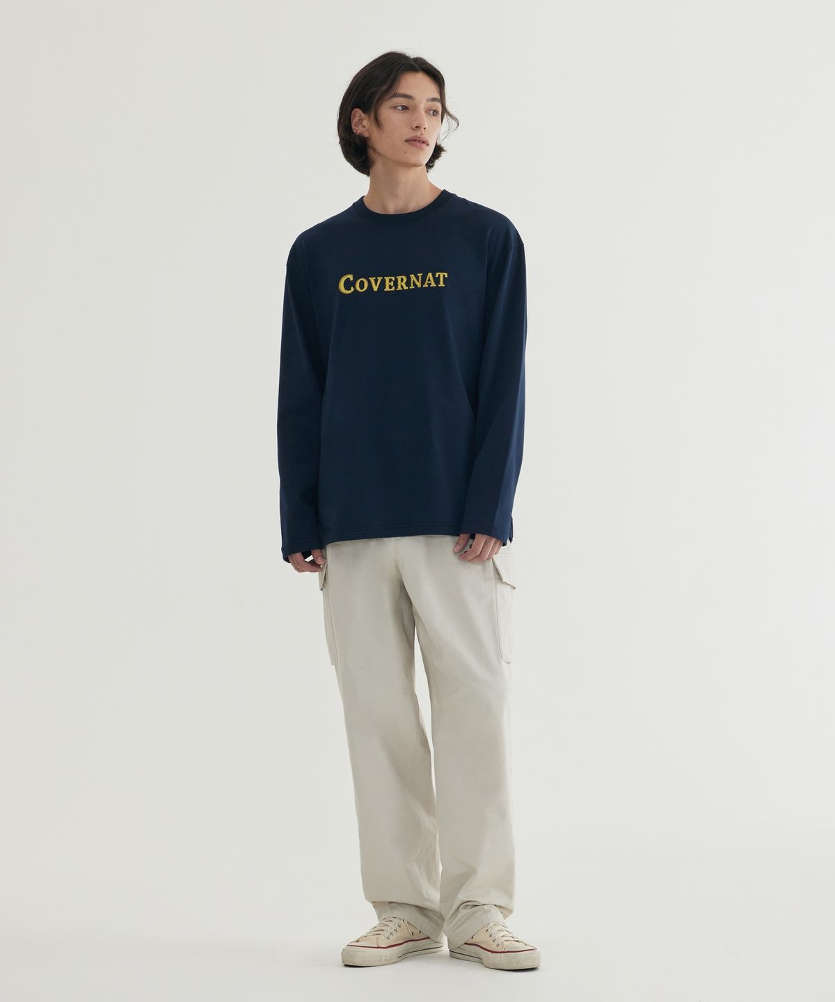 커버낫(COVERNAT) 볼드 로고 롱슬리브 Navy
