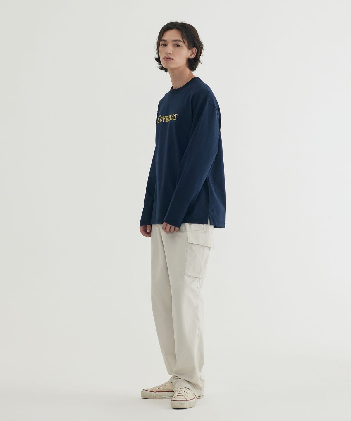커버낫(COVERNAT) 볼드 로고 롱슬리브 Navy