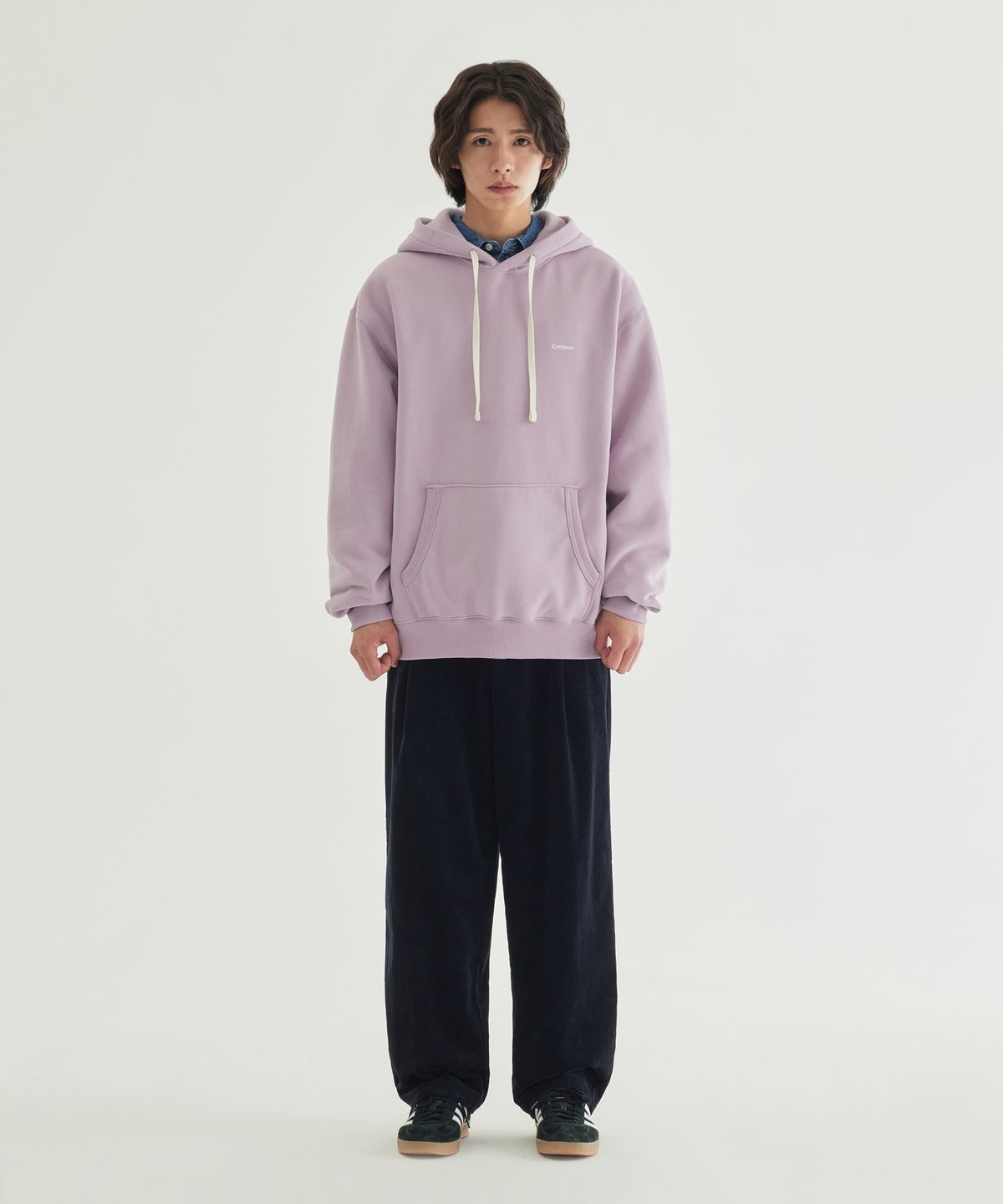 커버낫(COVERNAT) 스몰 로고 기모 후디 Light Purple