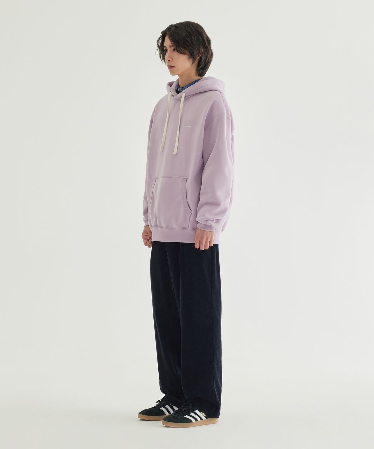 커버낫(COVERNAT) 스몰 로고 기모 후디 Light Purple