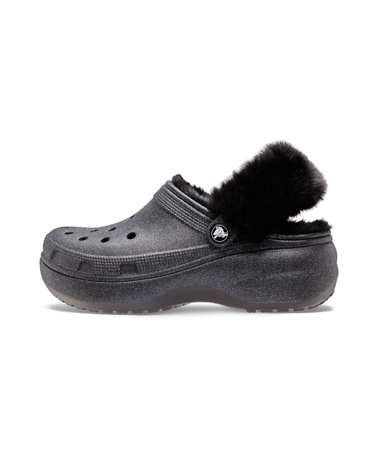 크록스(CROCS) 클래식 플랫폼 라이드 글리터 클로그 - 블랙 / 211922-001