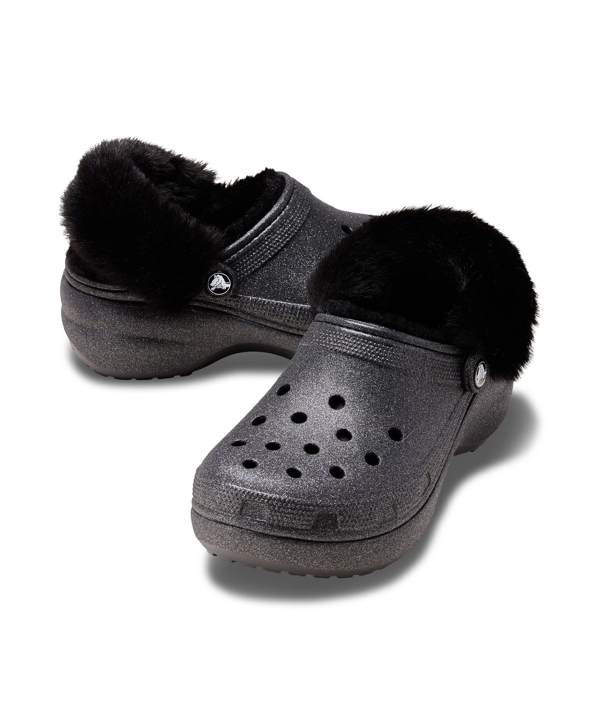 크록스(CROCS) 클래식 플랫폼 라이드 글리터 클로그 - 블랙 / 211922-001