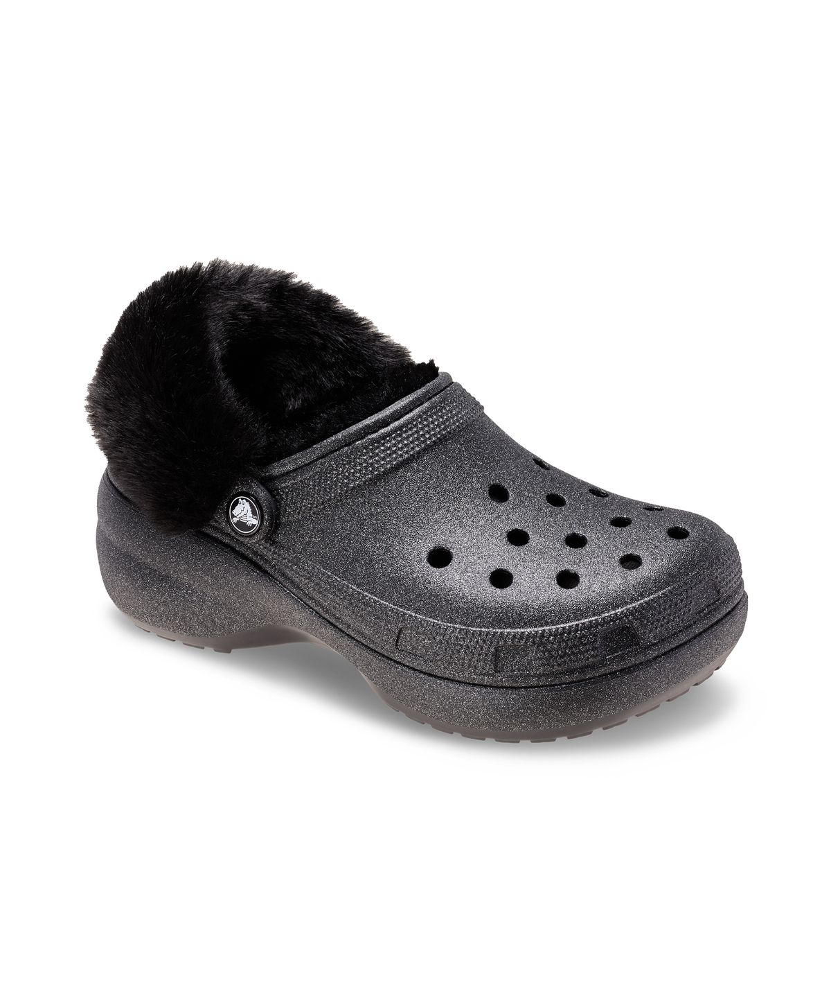 크록스(CROCS) 클래식 플랫폼 라이드 글리터 클로그 - 블랙 / 211922-001