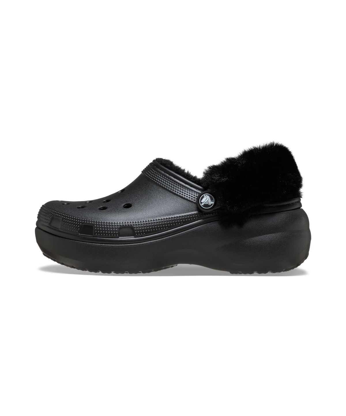 크록스(CROCS) 클래식 플랫폼 퍼즈 라인드 클로그 - 블랙 / 212854-001