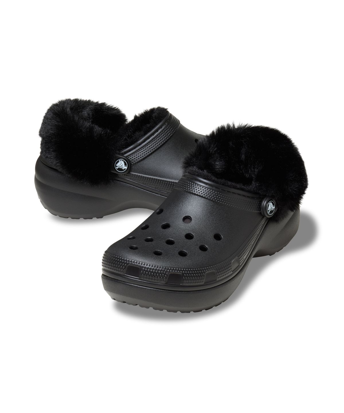 크록스(CROCS) 클래식 플랫폼 퍼즈 라인드 클로그 - 블랙 / 212854-001