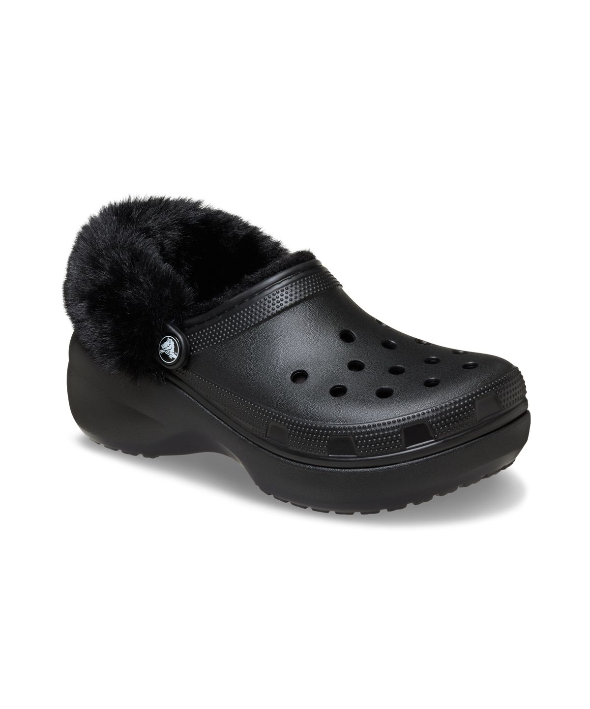 크록스(CROCS) 클래식 플랫폼 퍼즈 라인드 클로그 - 블랙 / 212854-001
