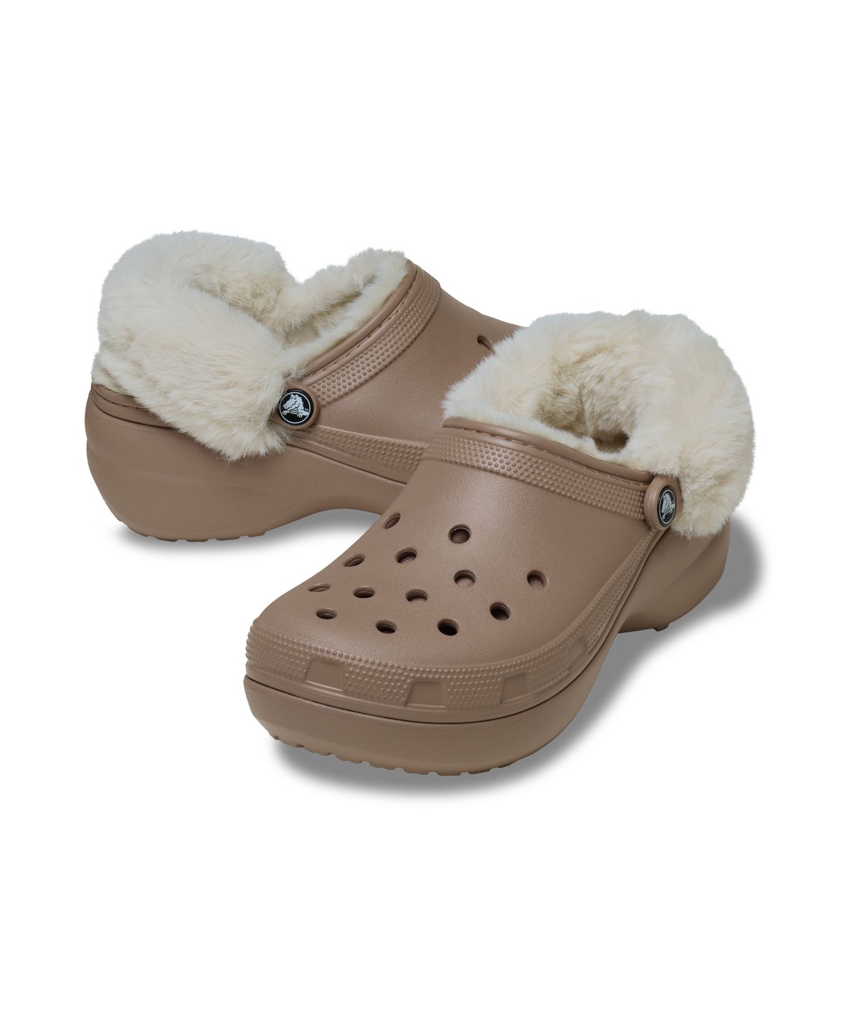 크록스(CROCS) 클래식 플랫폼 퍼즈 라인드 클로그 - 라테 / 212854-2Q9