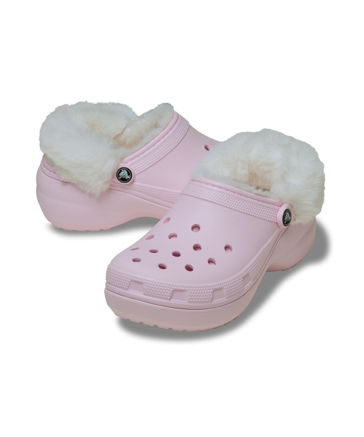 크록스(CROCS) 클래식 플랫폼 퍼즈 라인드 클로그 - 핑크 밀크 / 212854-6ZW