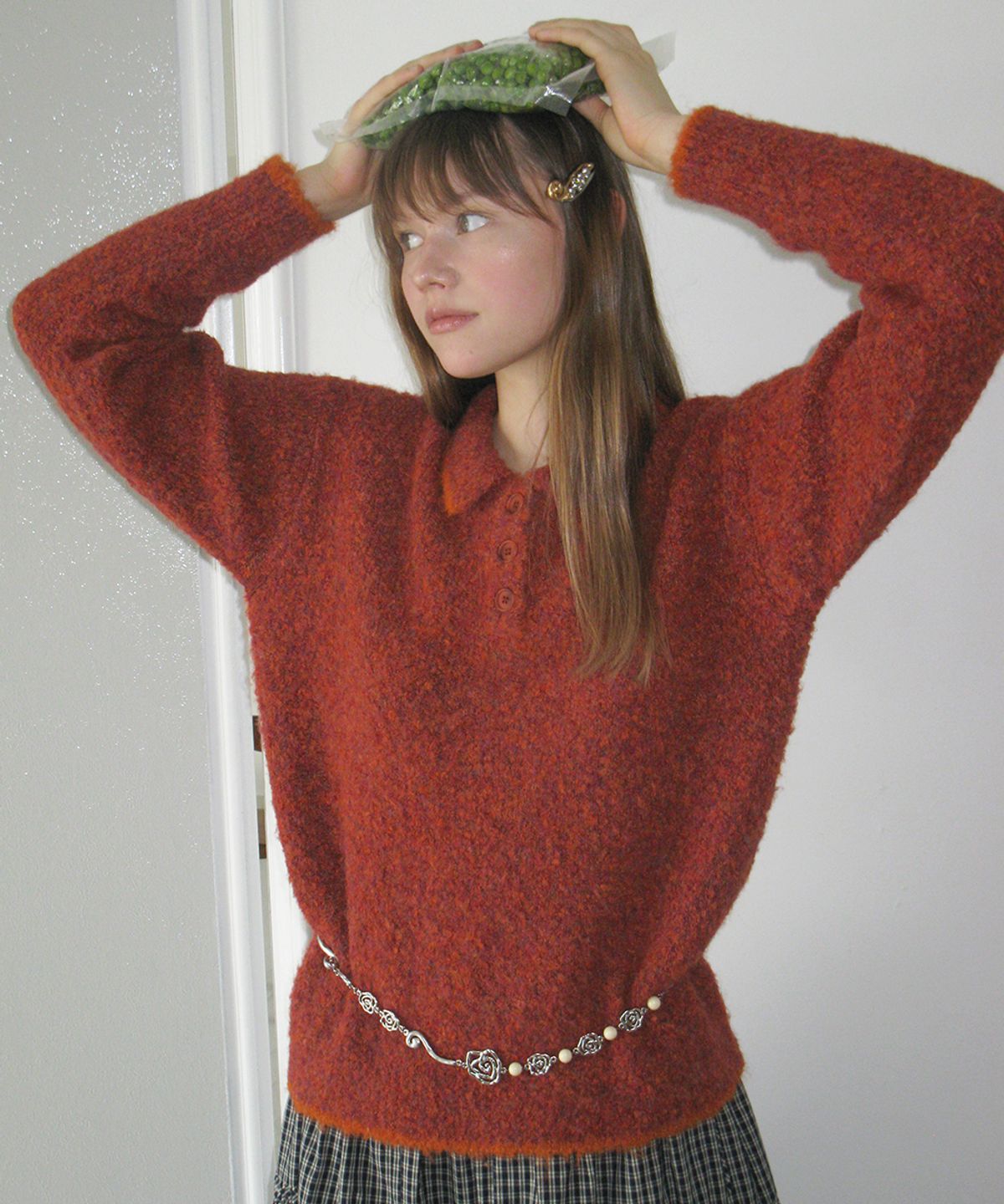 시눈(SINOON) Rose Beads Chain Belt (Silver Gold)