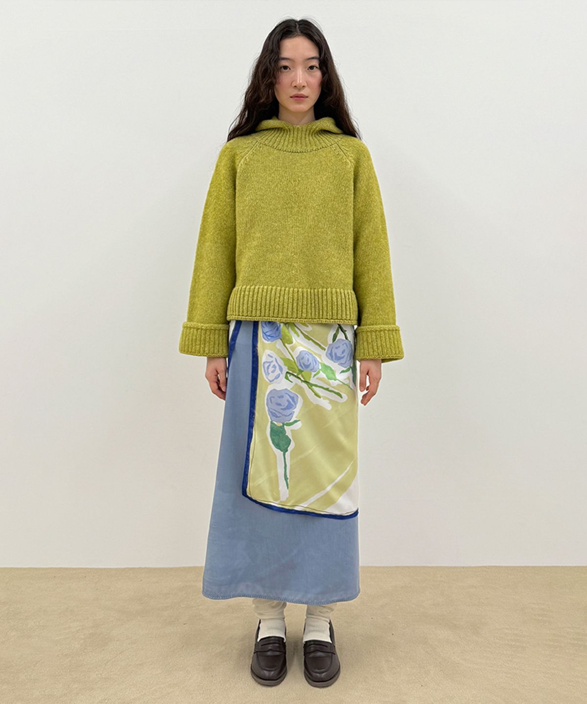 시눈(SINOON) SN Flower Texture Scarf (Navy)