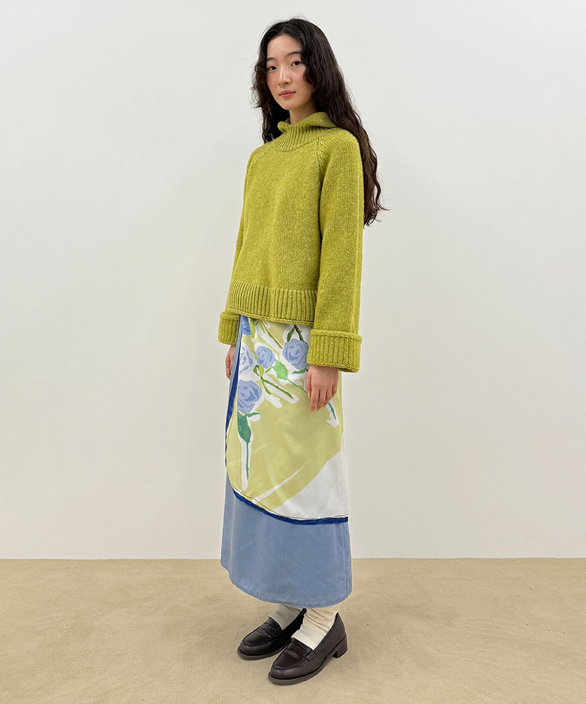 시눈(SINOON) SN Flower Texture Scarf (Navy)