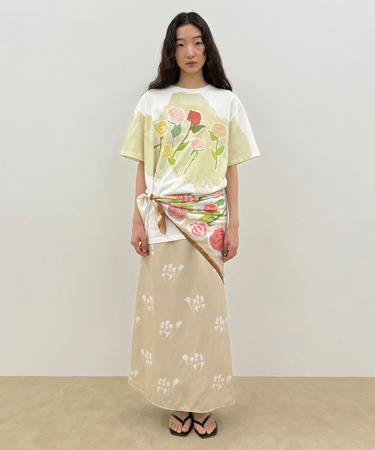 시눈(SINOON) SN Flower Texture Scarf (Brown)