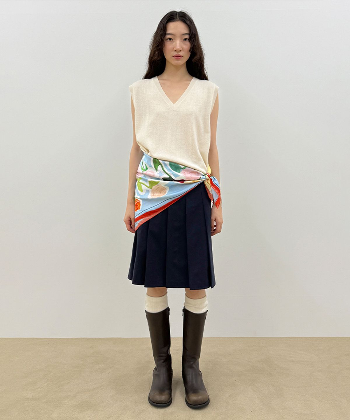 시눈(SINOON) SN Flower Texture Scarf (Red)