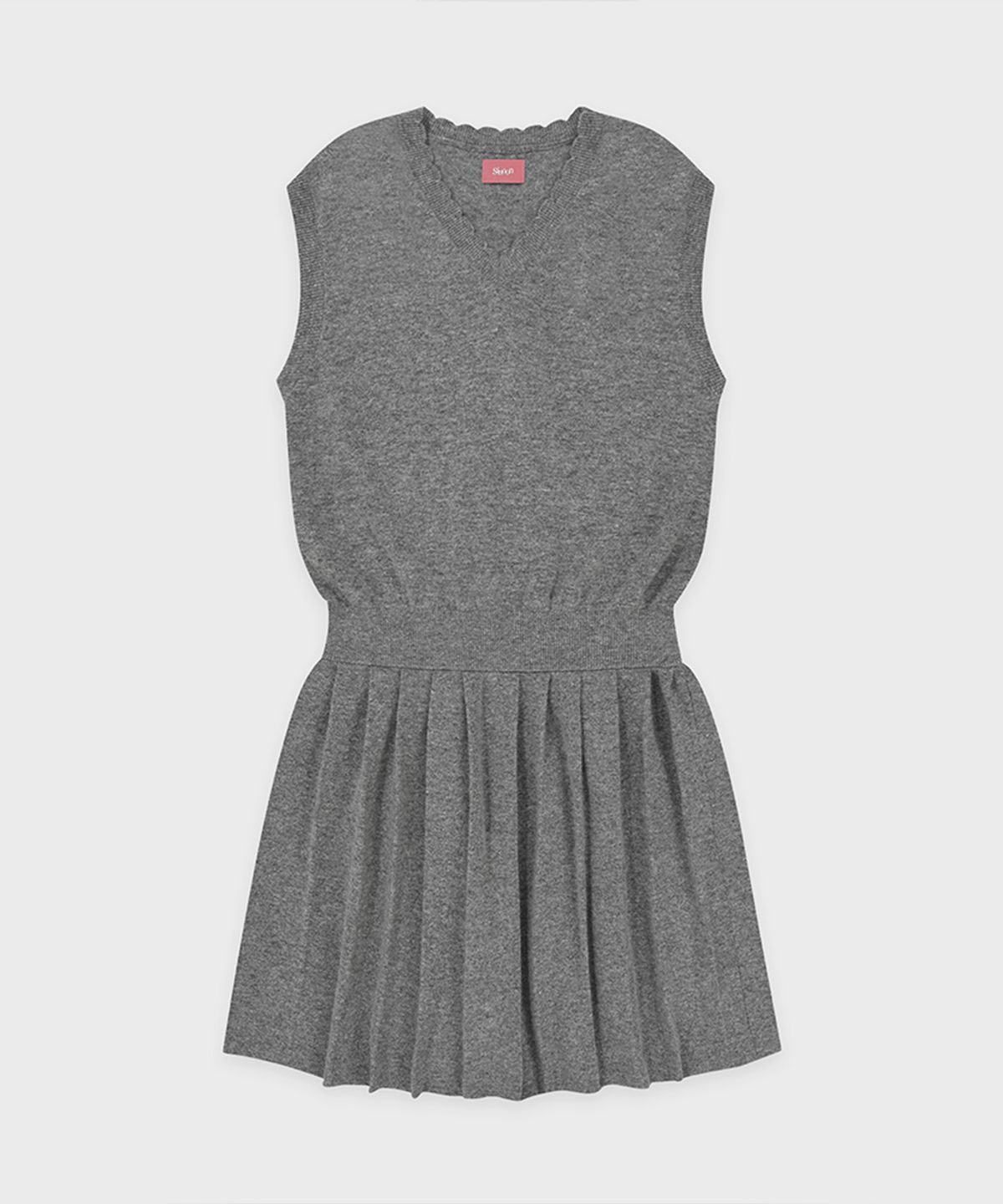시눈(SINOON) Wool-Blend Pleated Knit Dress (Grey)