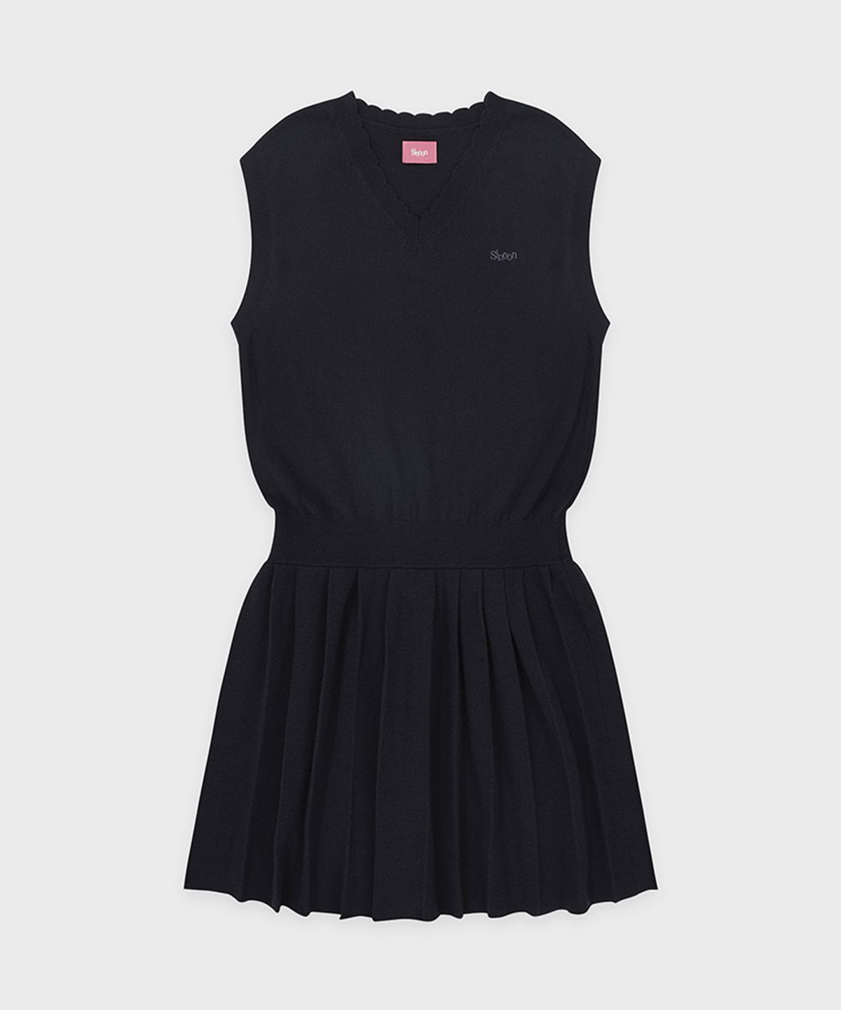 시눈(SINOON) Wool-Blend Pleated Knit Dress (Navy)