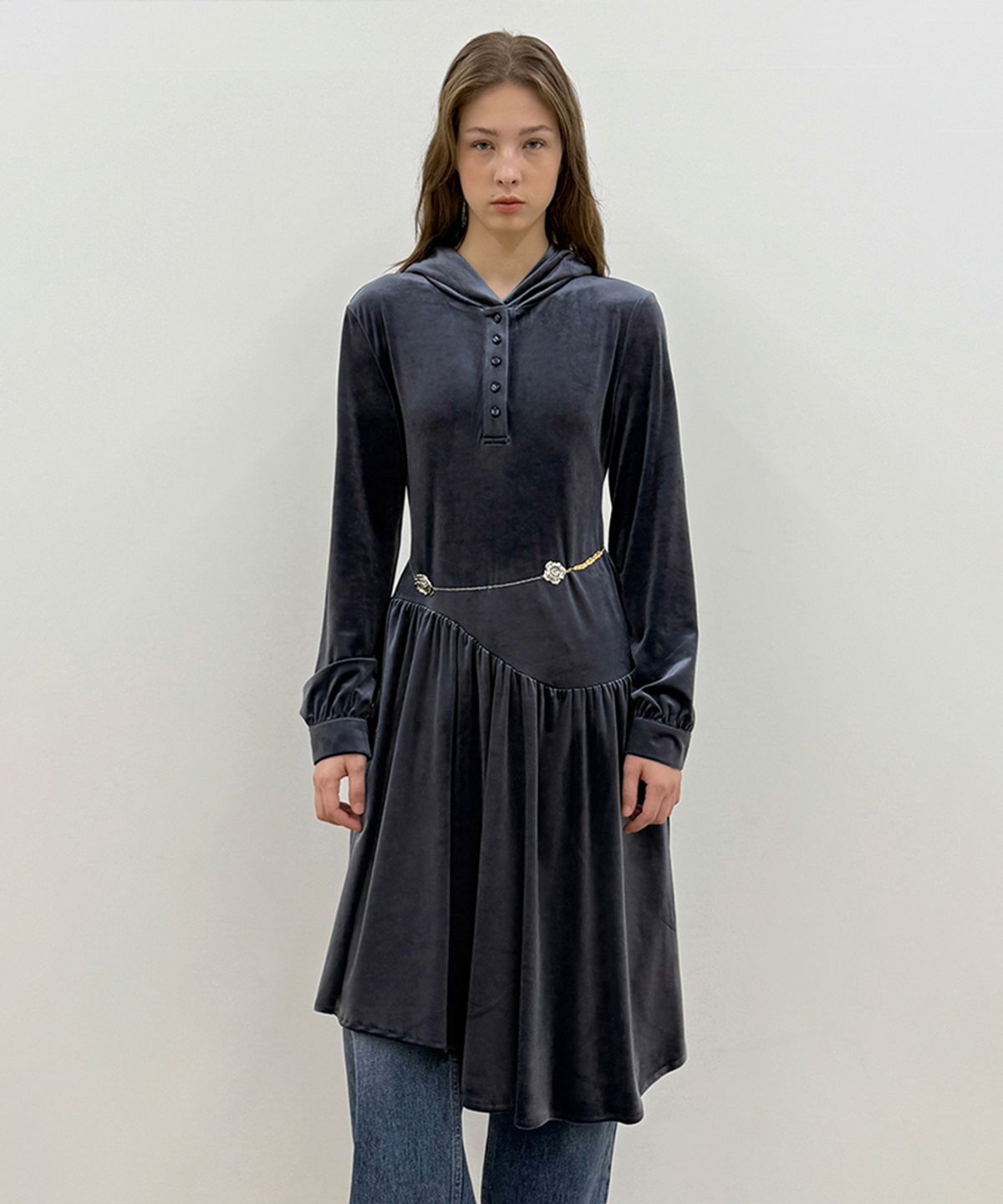 시눈(SINOON) SN Fluid Velvet Dress (Navy)