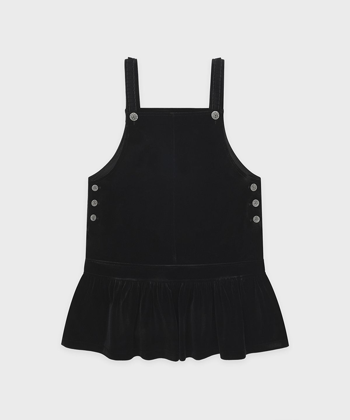 시눈(SINOON) Vintage Rose Velvet Overall Skirt (Black)