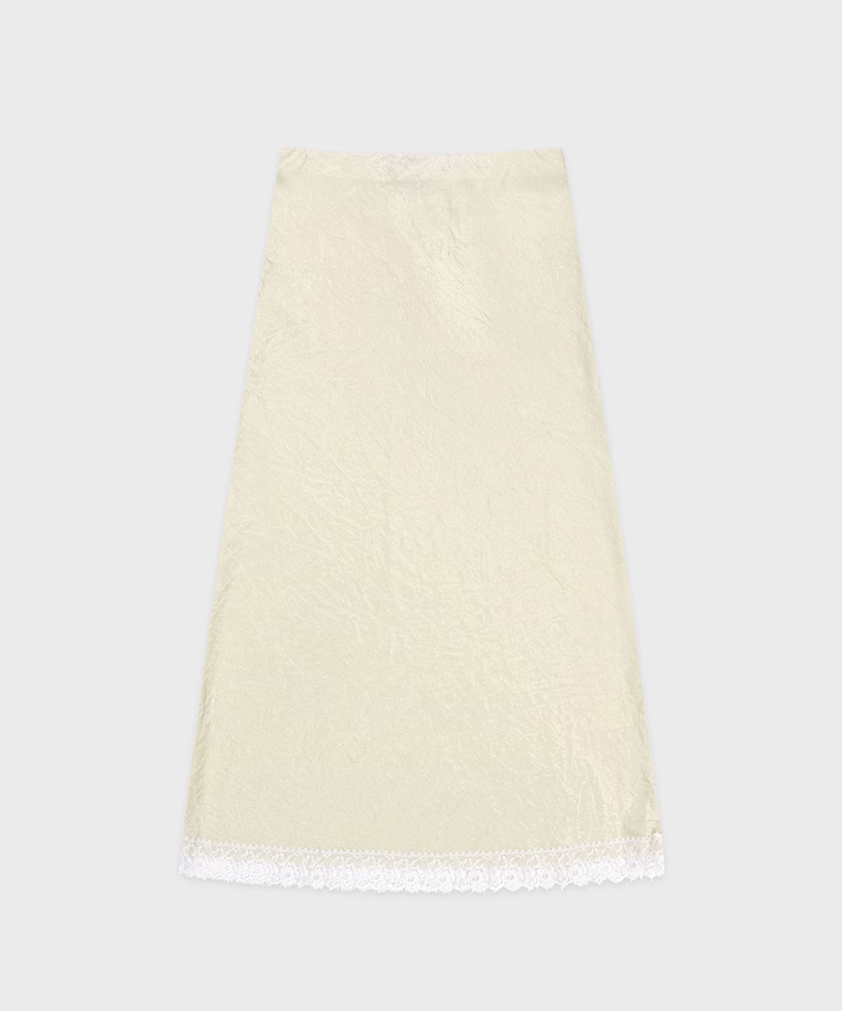 시눈(SINOON) Satin Lace Long Skirt (Cream)