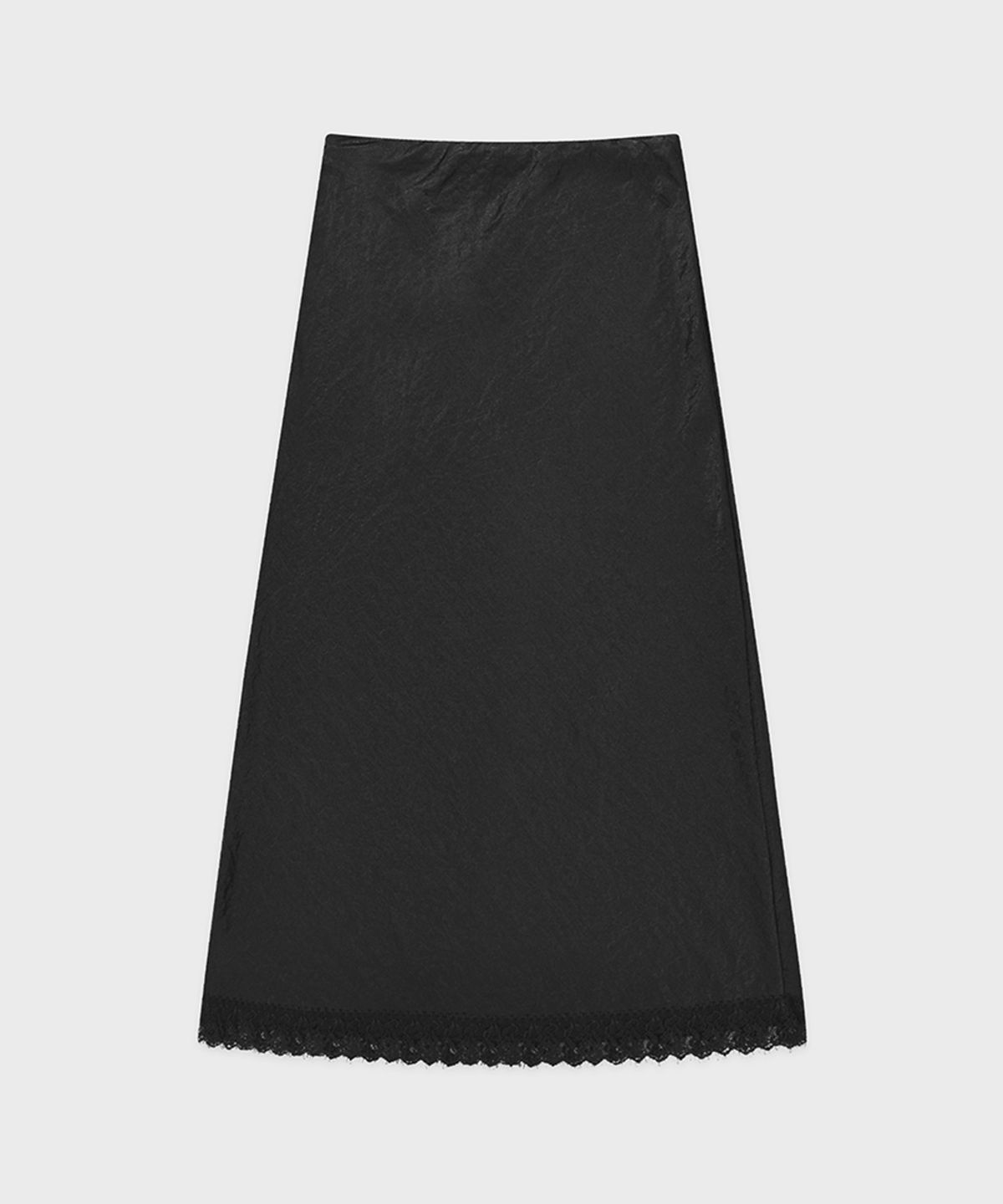 시눈(SINOON) Satin Lace Long Skirt (Charcoal)