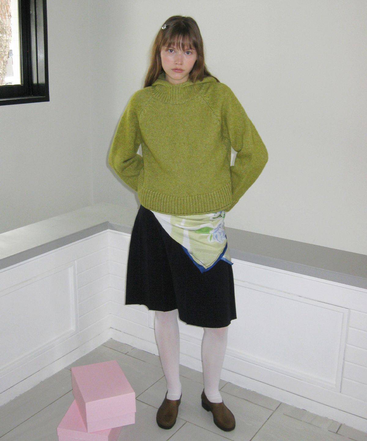 시눈(SINOON) Sinoon Pleated Midi Skirt (Navy)